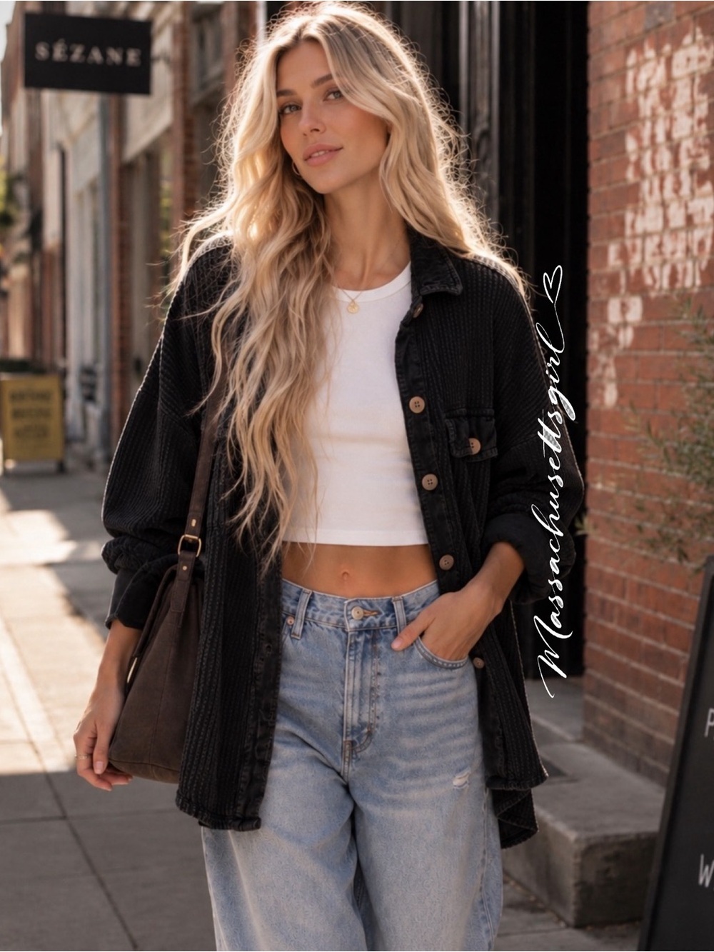 Free People FP One Scout Jacket Black Oversized Waffle Size Small